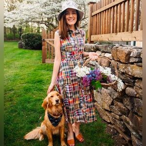 Kiel James Patrick sleeveless madras dress size 14 NWT